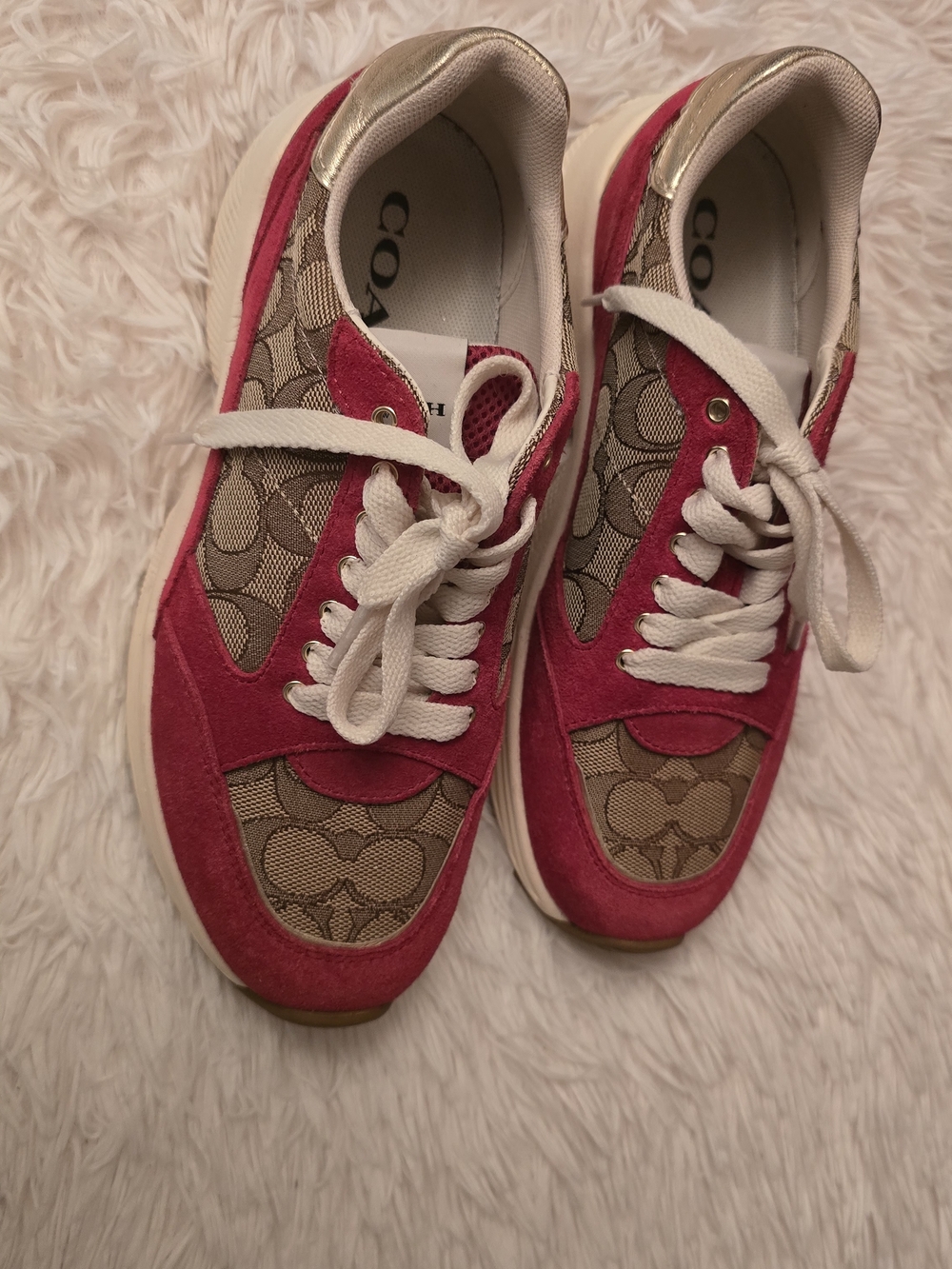 Coach Pink Suede & Signature Canvas Sneakers